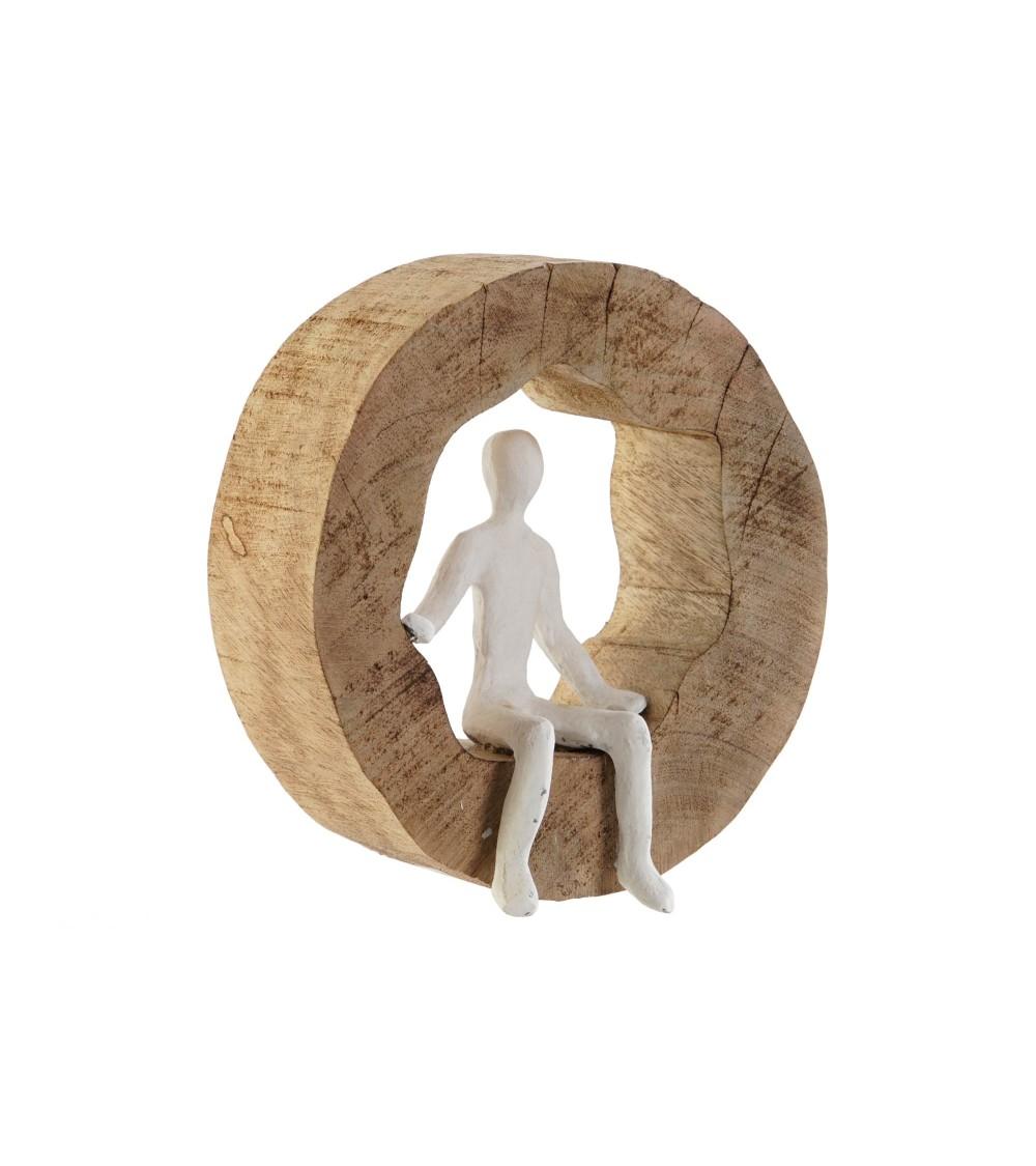 Dcasa Set De 3 Figuras Decoracion De Pared Madera Mango Personas De Aluminio