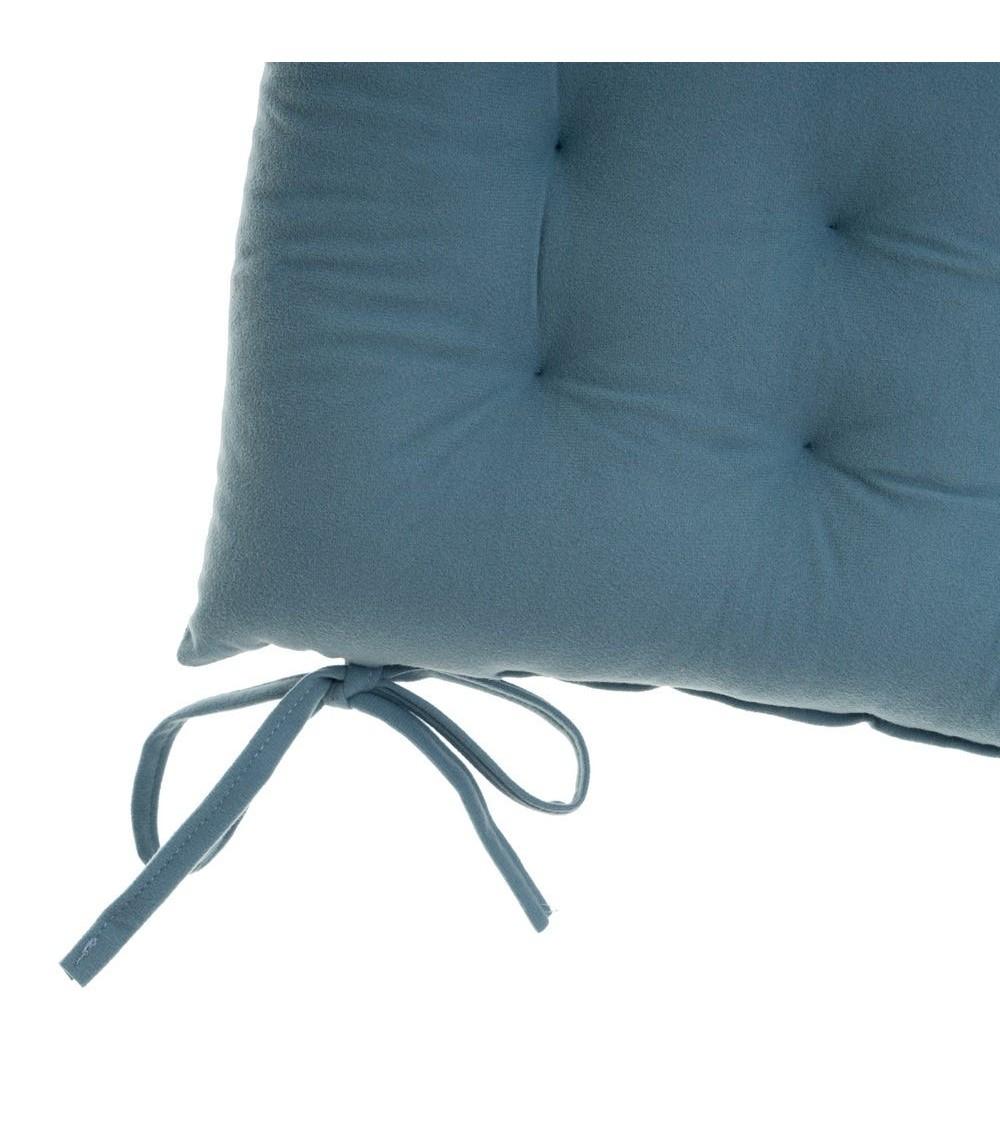 Dcasa Set De 4 Cojines Acolchados Para Silla Azules De Antelina De 40x40 Cm
