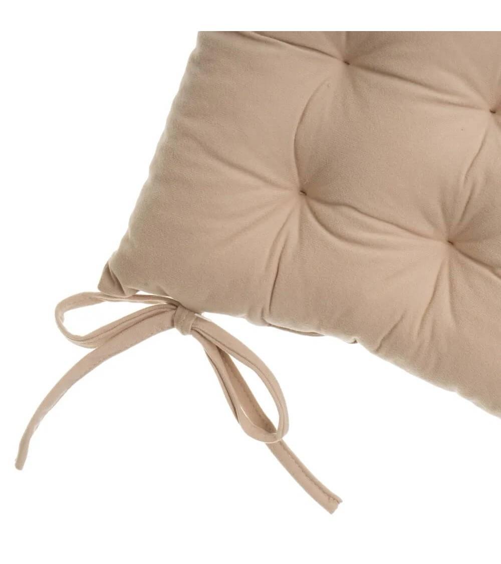 Dcasa Set De 4 Cojines Acolchados Para Silla Beige De Antelina De 40x40 Cm
