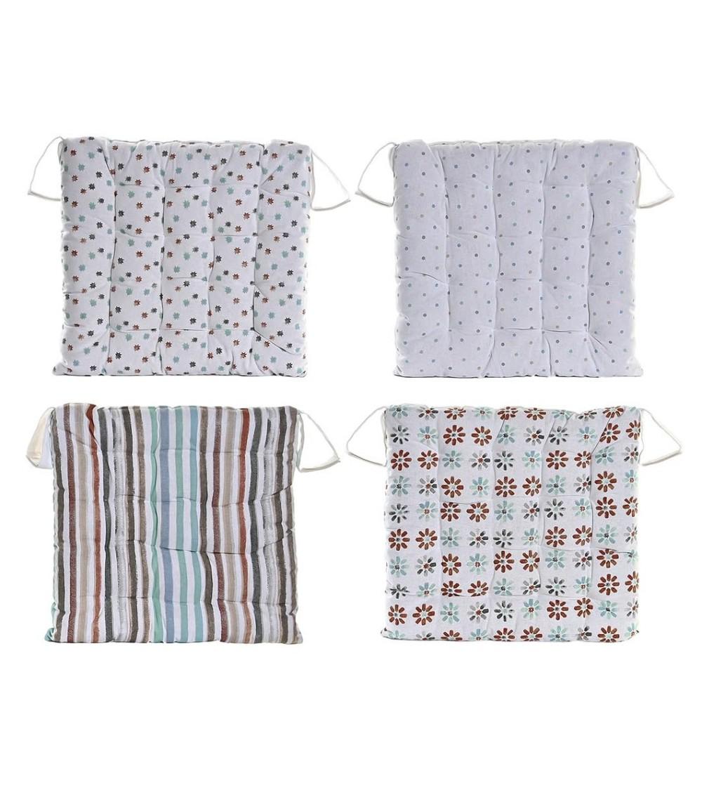 Dcasa Set de 4 cojines acolchados para silla colores de algodon de 40x40 cm