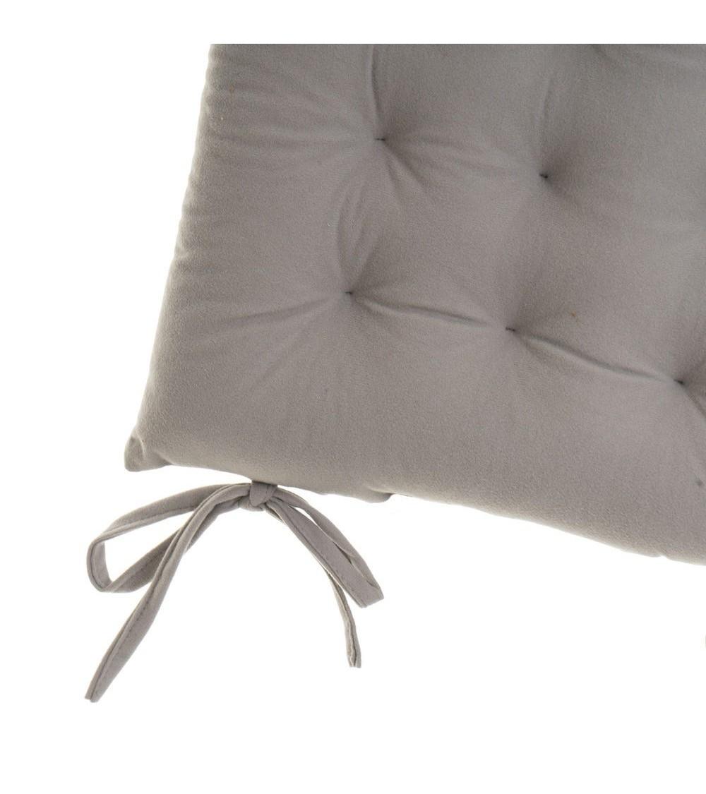 Dcasa Set De 4 Cojines Acolchados Para Silla Gris Claro De Antelina De 40x40 Cm