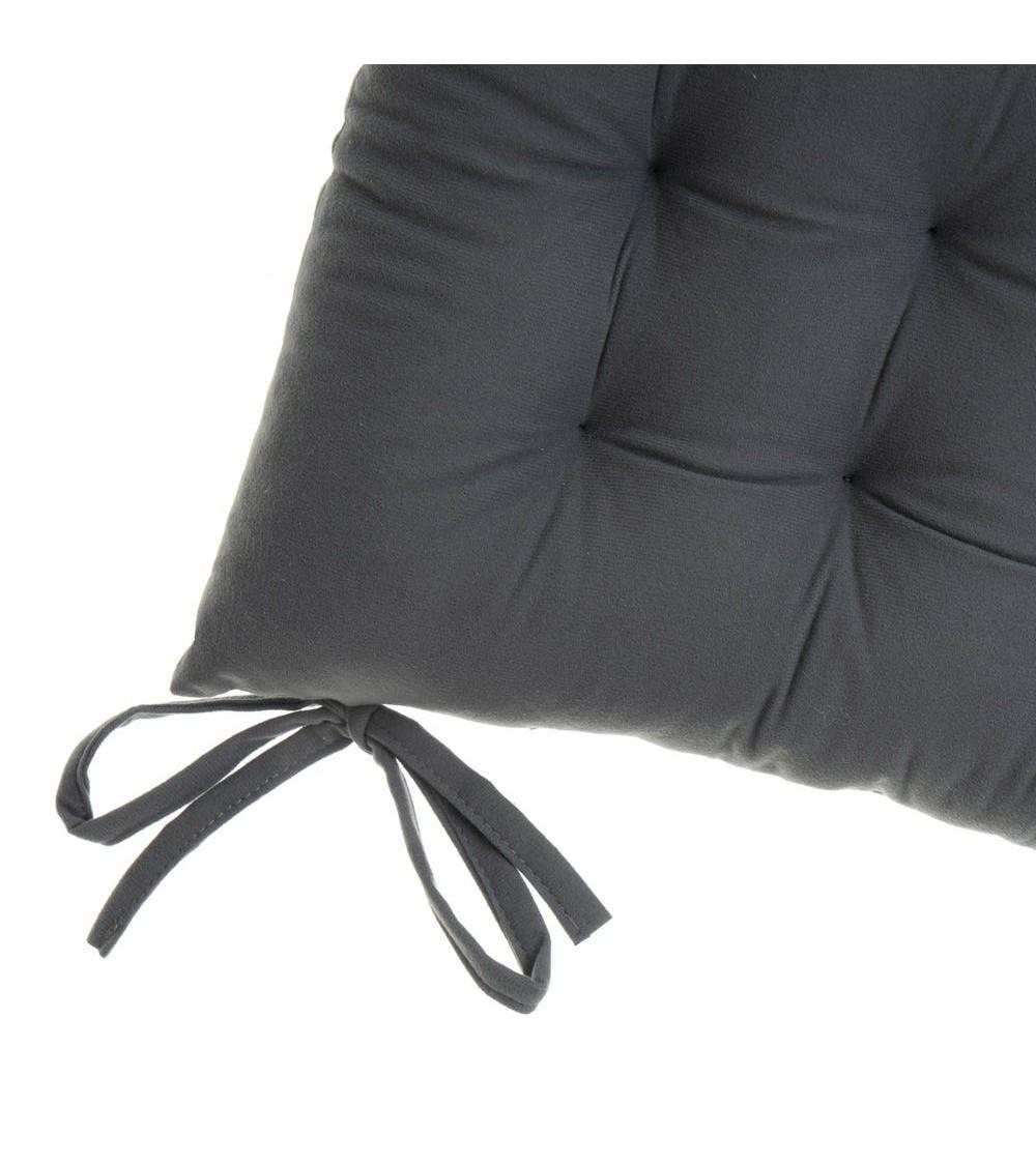 Dcasa Set De 4 Cojines Acolchados Para Silla Gris Oscuro De Antelina De 40x40 Cm