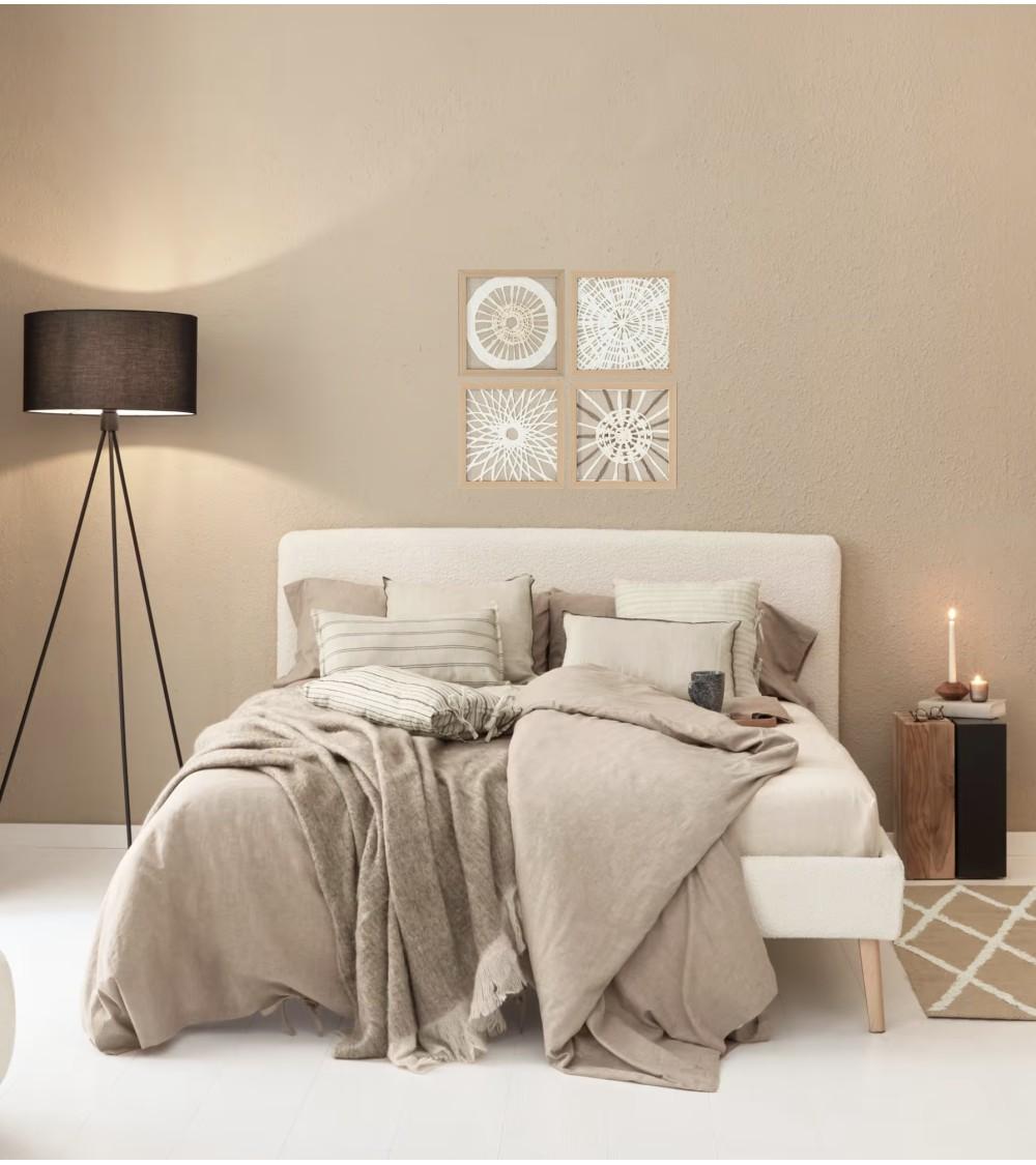 Dcasa Set De 4 Cuadro Cristal Papel Mache Enmarcado De 22x22 Cm