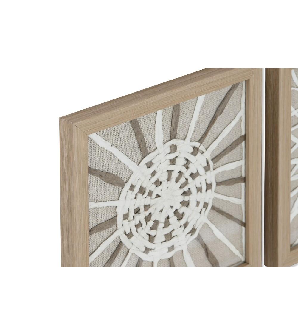 Dcasa Set De 4 Cuadro Cristal Papel Mache Enmarcado De 22x22 Cm