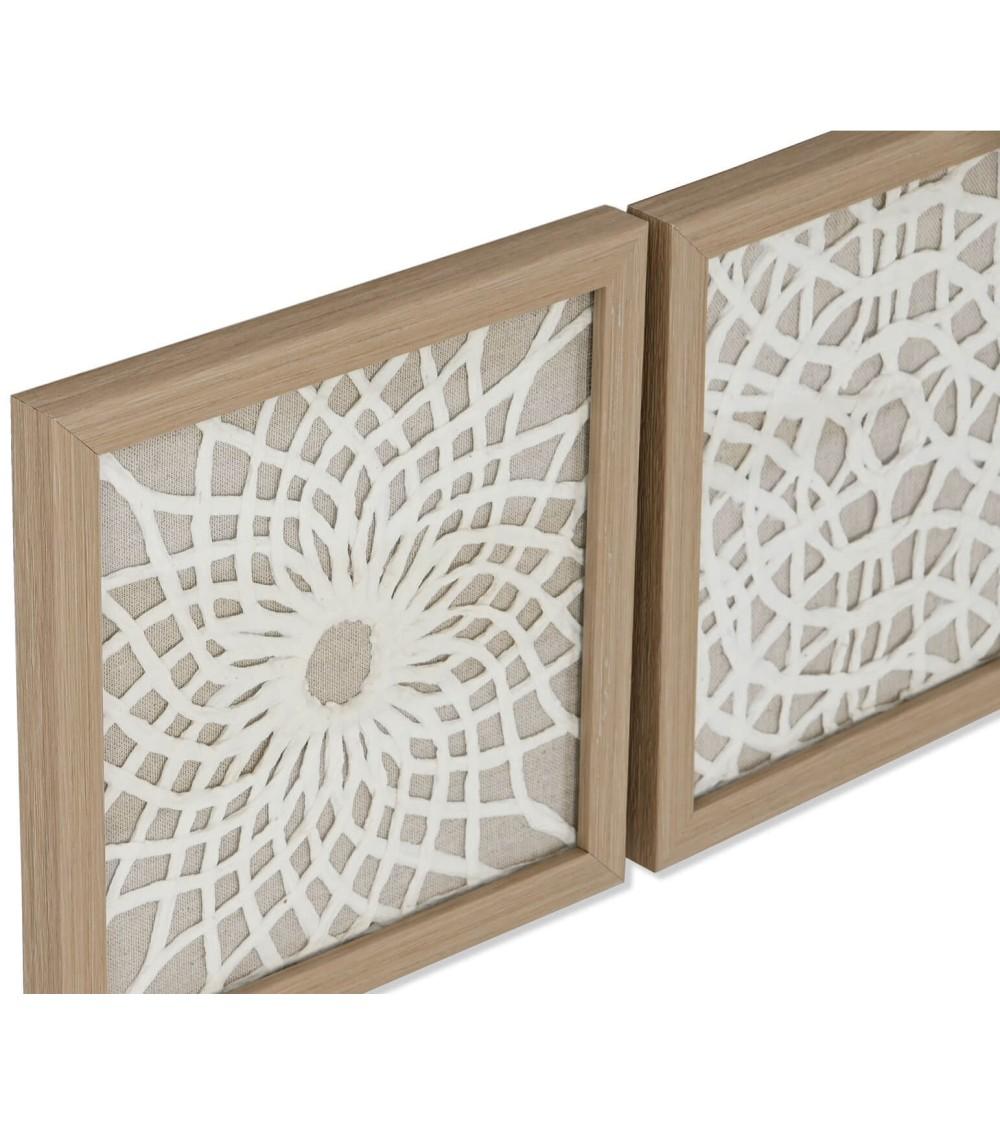 Dcasa Set De 4 Cuadro Cristal Papel Mache Enmarcado De 22x22 Cm