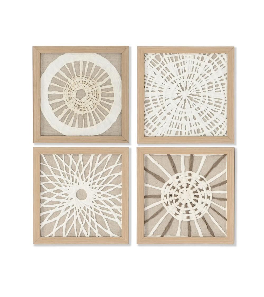 Dcasa Set de 4 cuadro cristal papel mache enmarcado de 22x22 cm