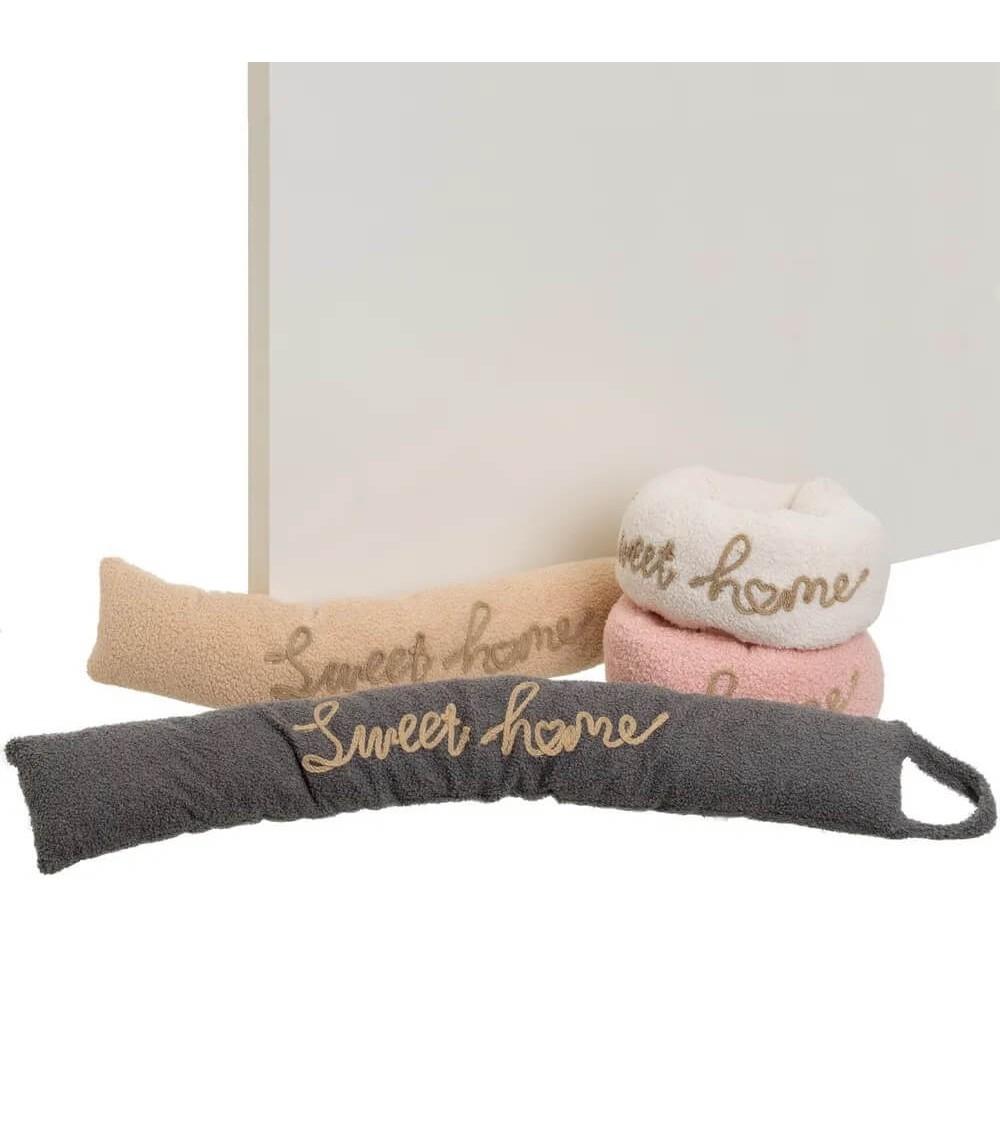 Dcasa Set De 4 Topes De Puerta Cortaviento De Tela De Borreguito Y Gravilla Home De 83x14x8 Cm