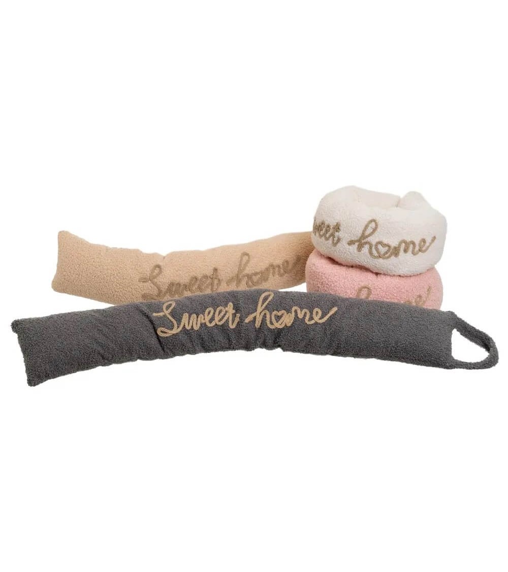 Dcasa Set de 4 topes de puerta cortaviento de tela de borreguito y gravilla home de 83x14x8 cm