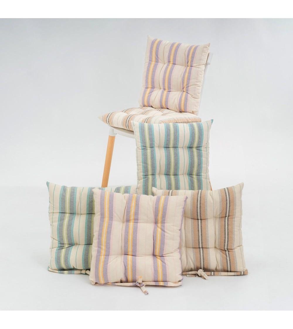 Dcasa Set De 6 Cojines Acolchados Para Silla Rayas Colores De Algodon De 40x40 Cm