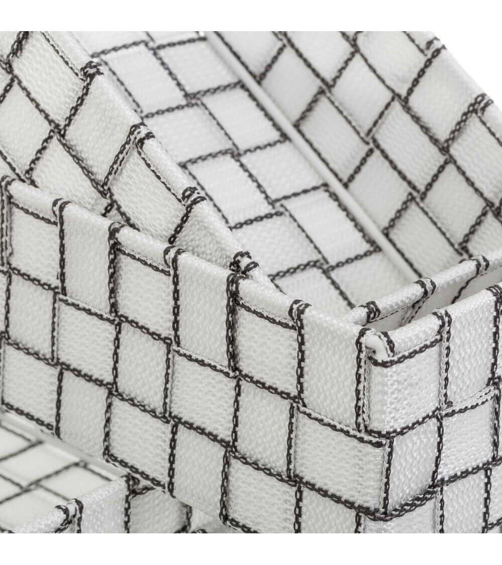 Dcasa Set De 7 Cestas De Polipropileno Blancas Trenzadas