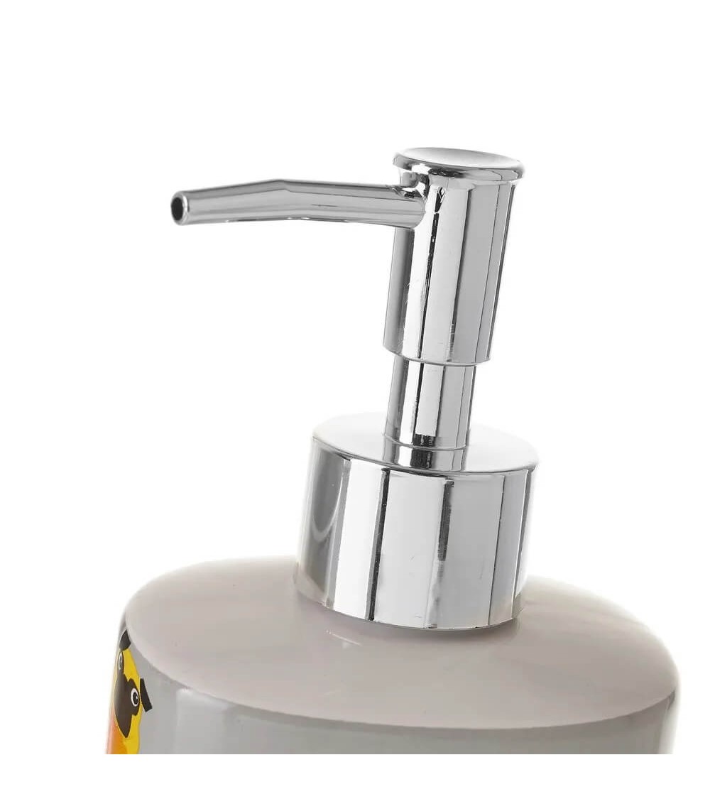 Dcasa Set De Dispensador Y Portacepillos De Cómic De Cerámica Gris