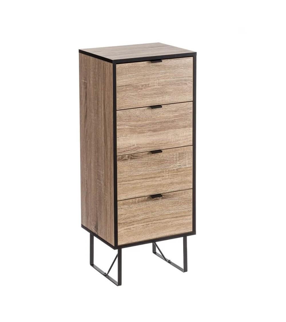 Dcasa Sinfonier natural 4 cajones de madera de metal de 100x35x40 cm