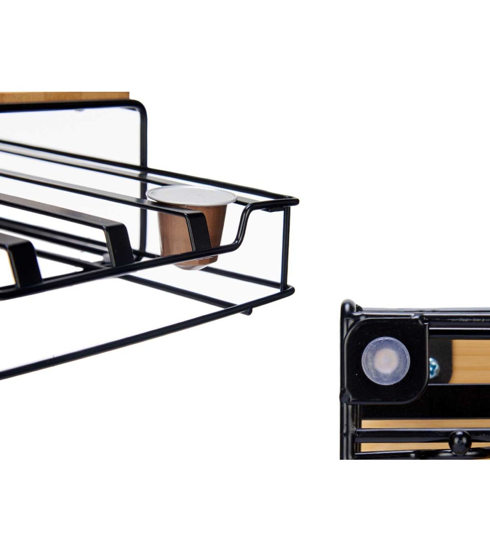 Dcasa Soporte De Cafetera De Bambú Con Porta Cápsulas De Café Para Para Guardar 32 Cápsulas De Café