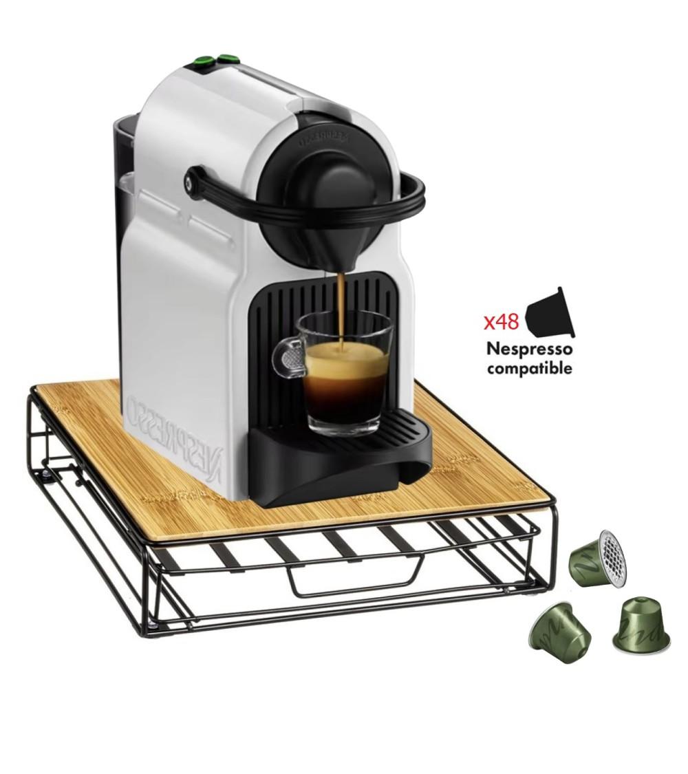 Dcasa Soporte De Cafetera De Bambú Con Porta Cápsulas De Café Para Para Guardar 48 Cápsulas De Café