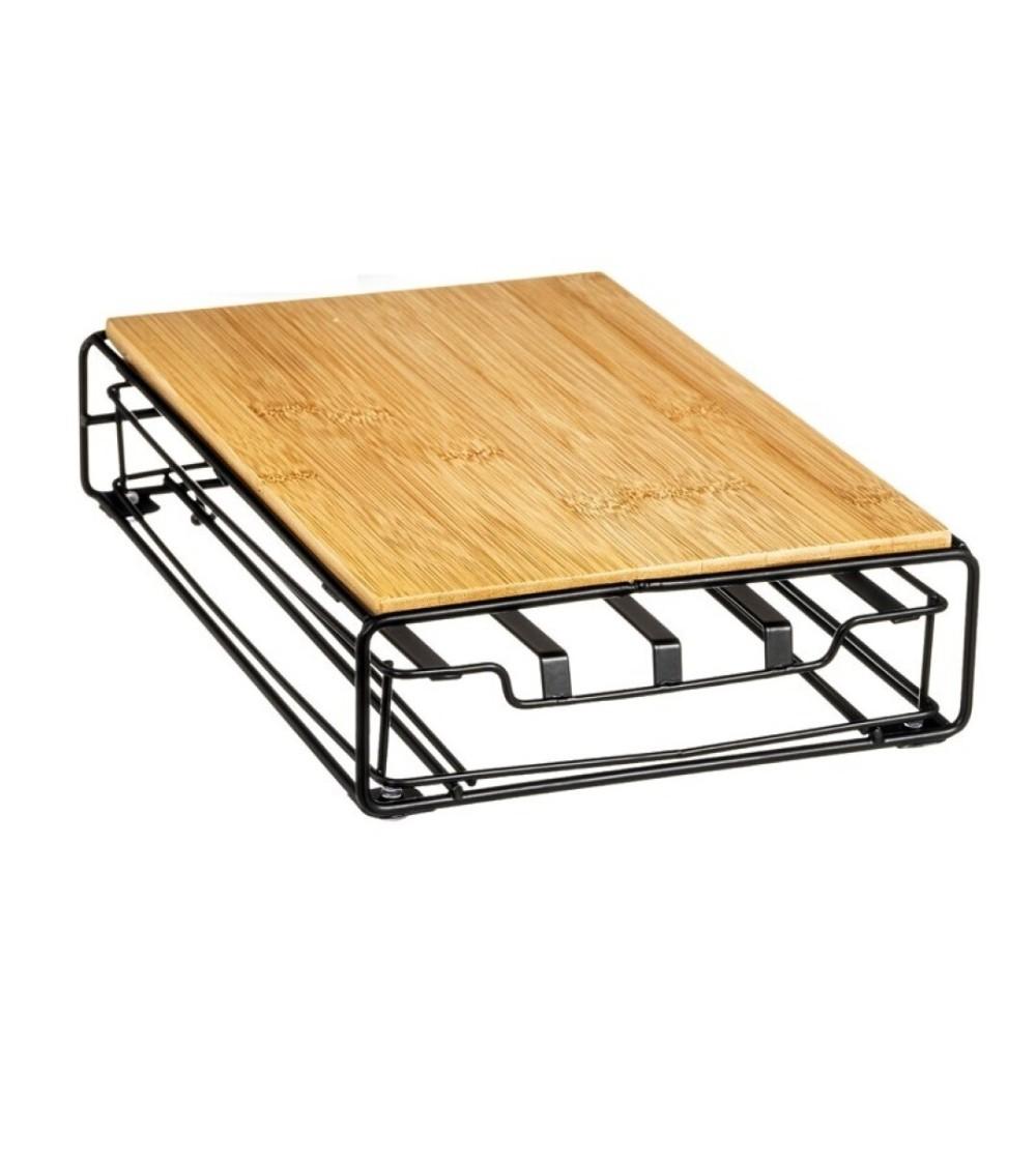 Dcasa Soporte de cafetera de bambú con Porta cápsulas de café para para guardar 32 cápsulas de café