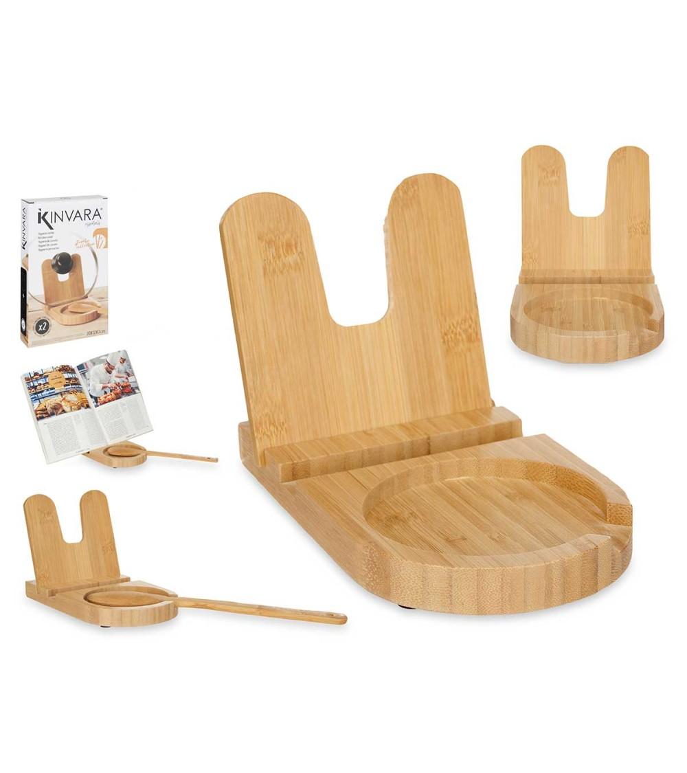 Dcasa Soporte De Cocina Bambu Para Tapa Cucharas Libro De Receta
