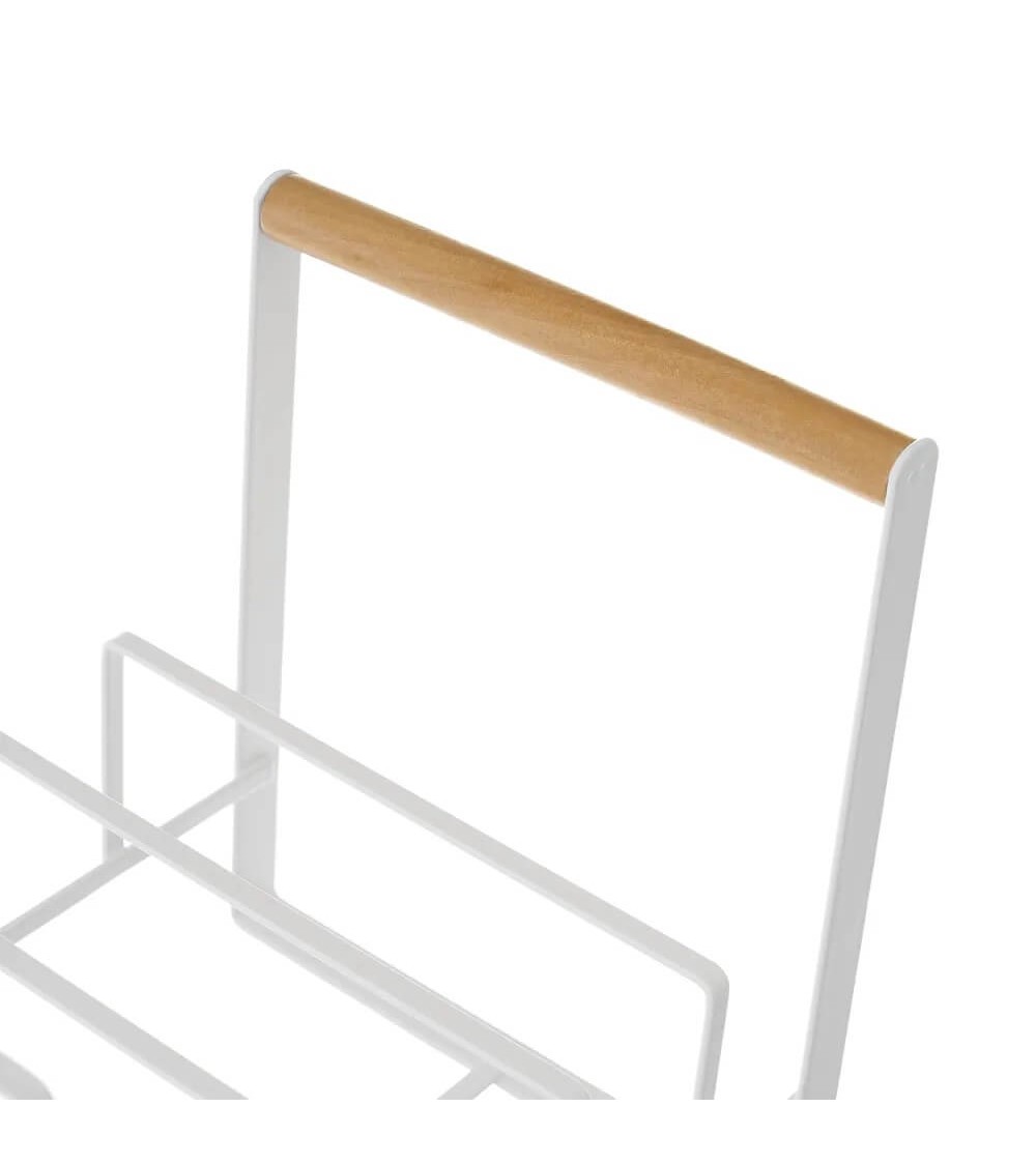 Dcasa Soporte Organizador Multiusos Blanco De Metal Y Madera De 32x16x20 Cm