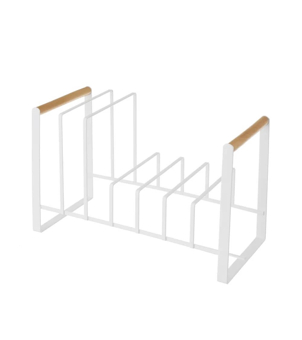 Dcasa Soporte organizador multiusos blanco de metal y madera de 32x16x20 cm