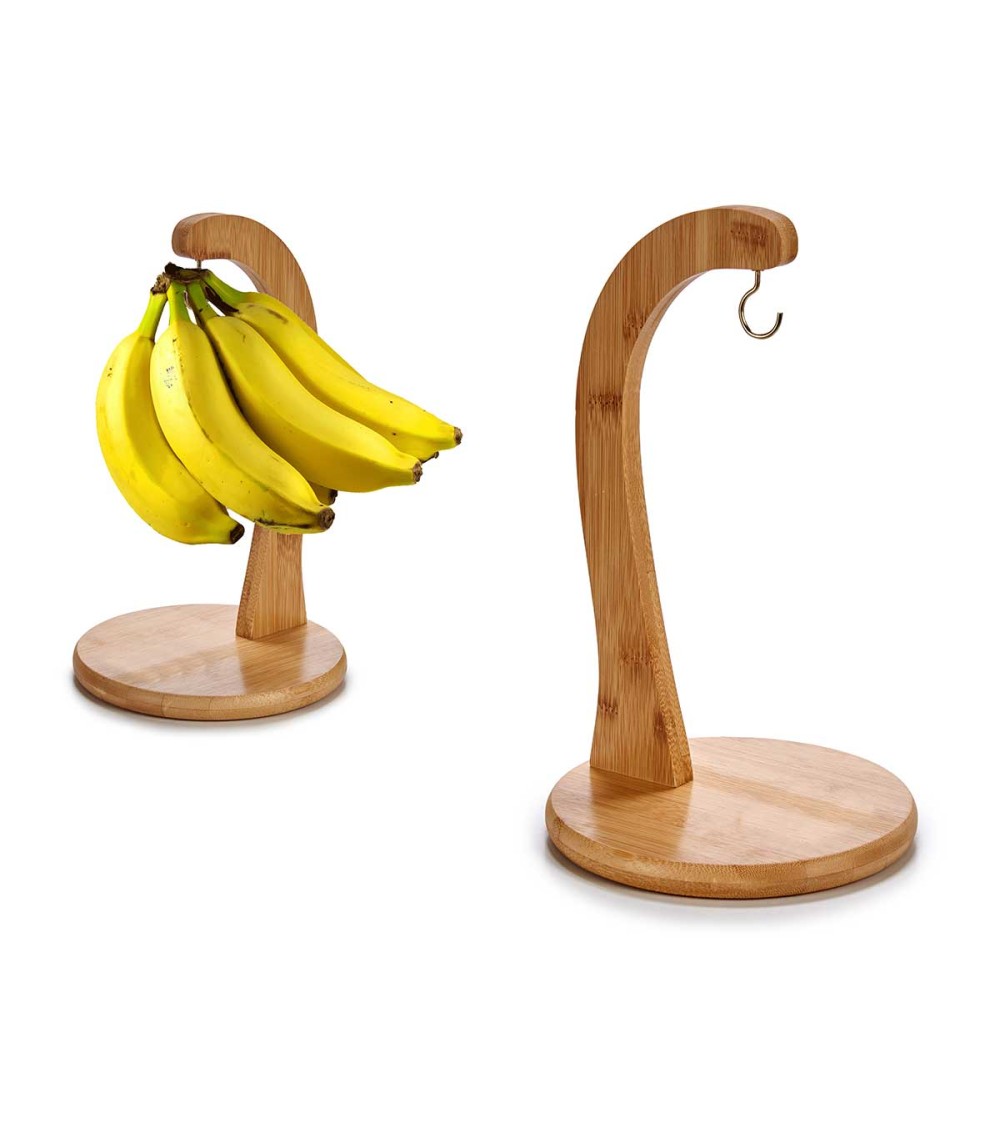 Dcasa Soporte Para Plátanos De Bambu Con Gancho 18x18x28 5 Cm