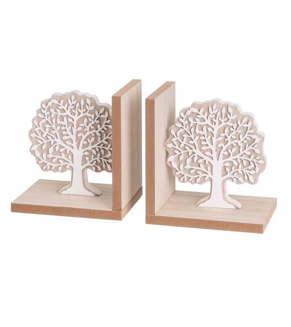 Dcasa Sujetalibros de madera natural arbol de la vida estilo nordico decorativos