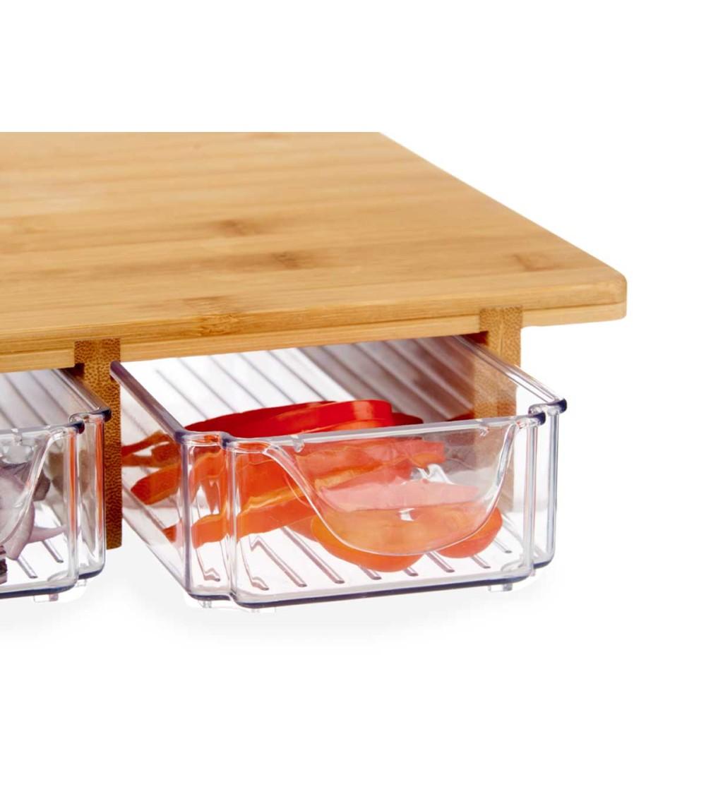 Dcasa Tabla De Cortar Bambú Original Con 3 Compartimentos Para Encimera De Cocina Nordica