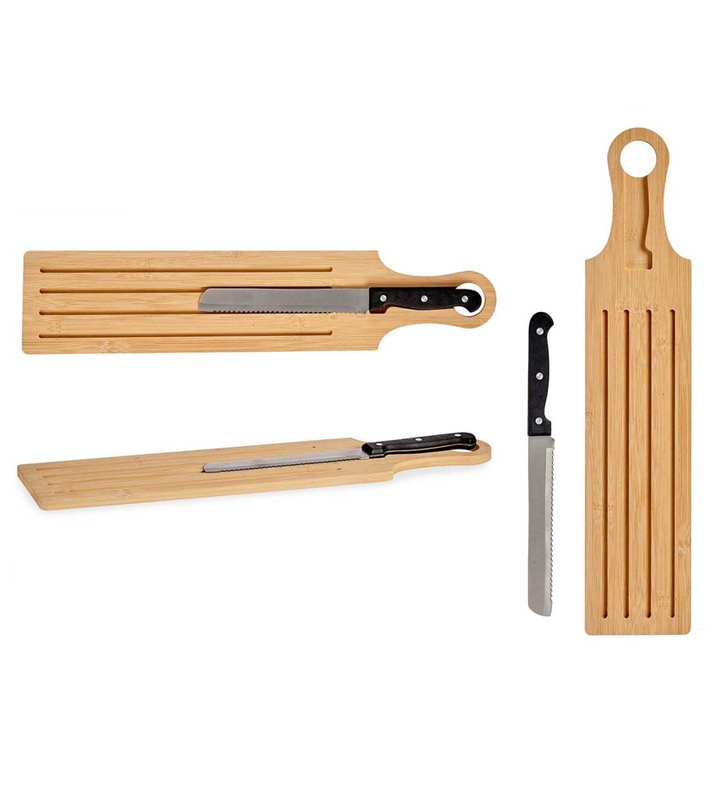 Dcasa Tabla De Cortar Pan De Bambu Con Asa Y Cuchillo