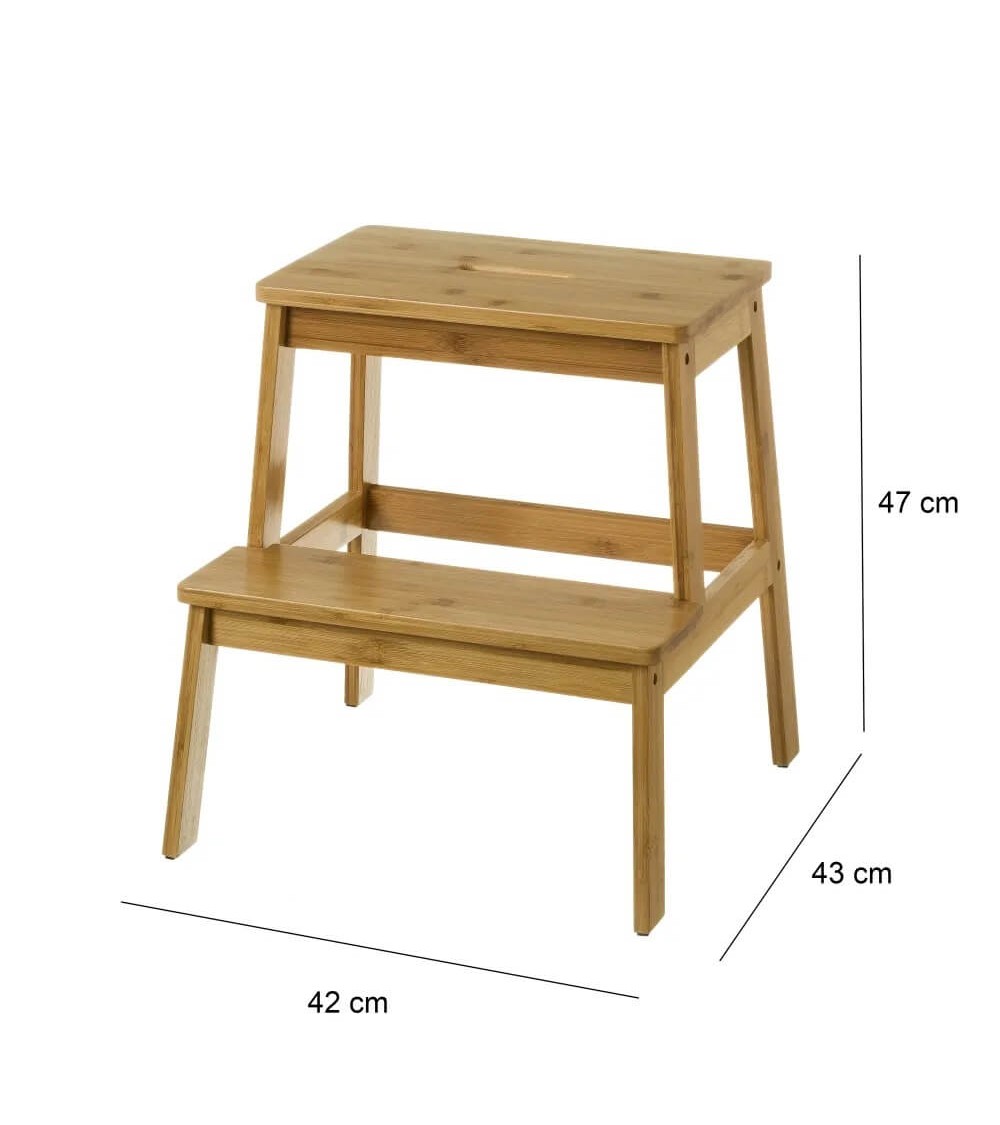 Dcasa Taburete Escalera 2 Alturas Marrón Bambú De 47x43x42 Cm