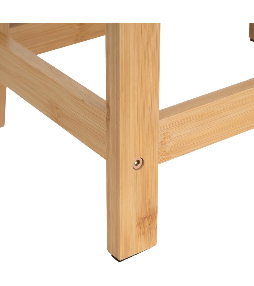 Dcasa Taburete Escalón Con Asa De Madera De Bambú Natural De 46x33x25 Cm