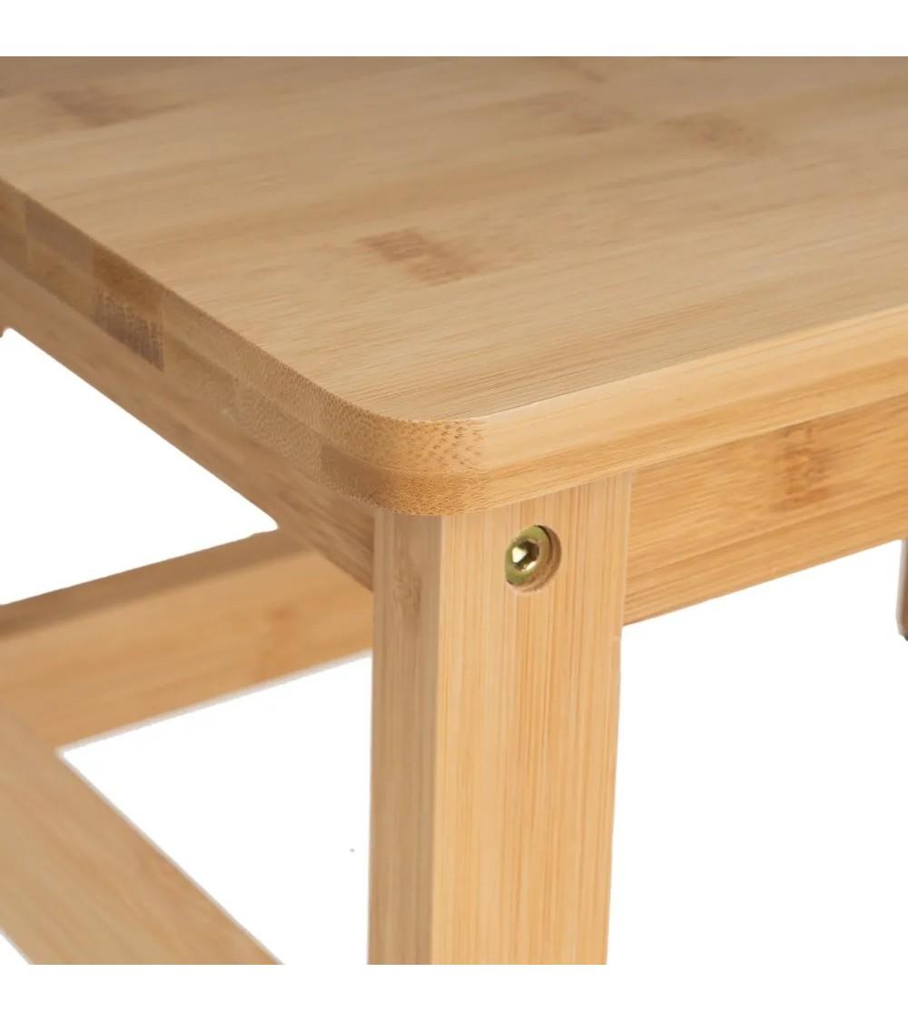 Dcasa Taburete Escalón Con Asa De Madera De Bambú Natural De 46x33x25 Cm