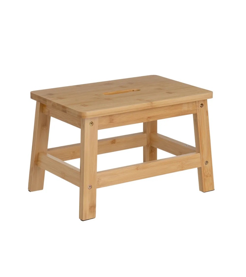 Dcasa Taburete escalón con asa de Madera de bambú Natural de 46x33x25 cm