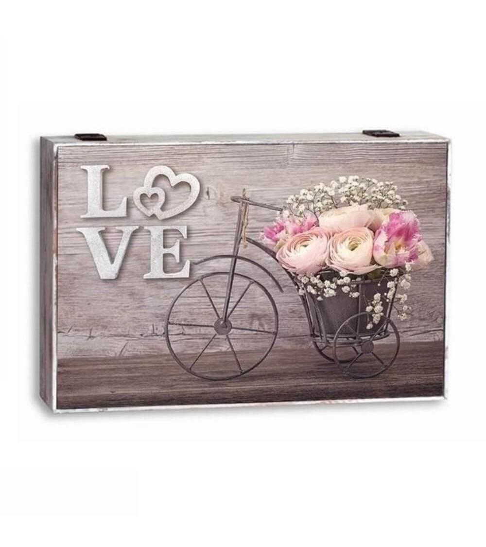 Dcasa Tapa contador de luz cubrecontador electricos LOVE peonia 46x31x5.8 cm