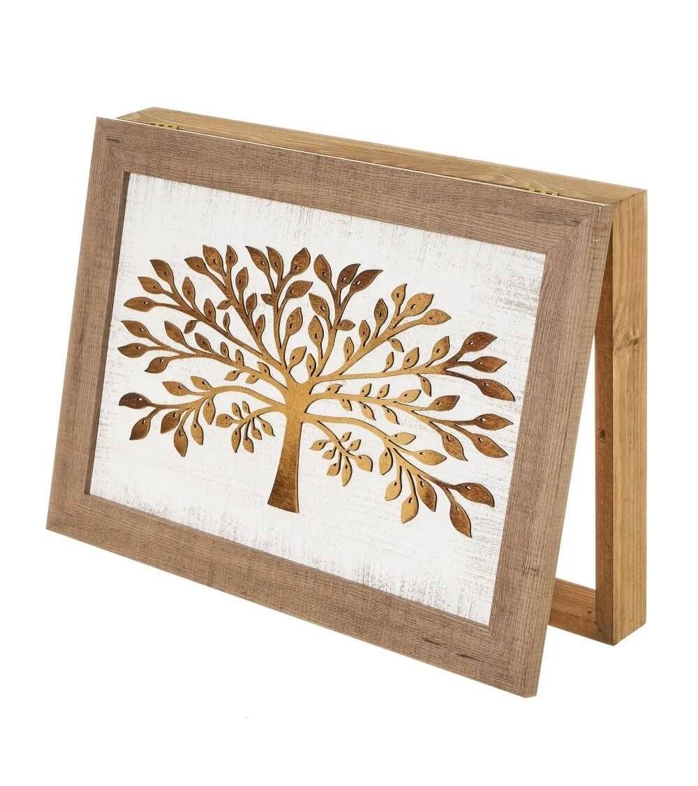Dcasa Tapa Contador De Luz O Cuadro Eléctrico Árbol De La Vida En Relieve Y Pintado A Mano De Madera De Pino De 50x6x35 Cm