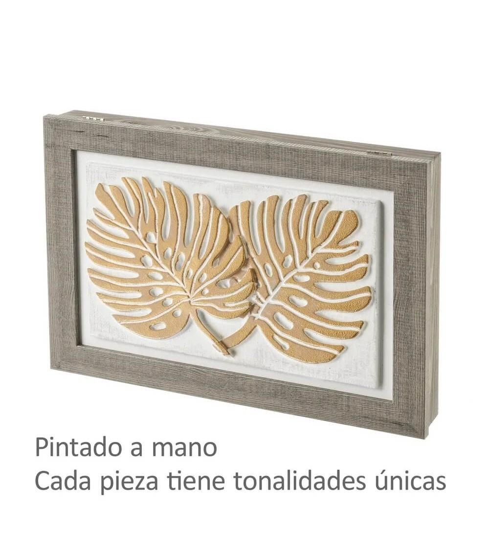 Dcasa Tapa contador de luz o cuadro eléctrico de hojas tropicales en relieve y pintado a mano de madera de pino de 50x6x35 cm