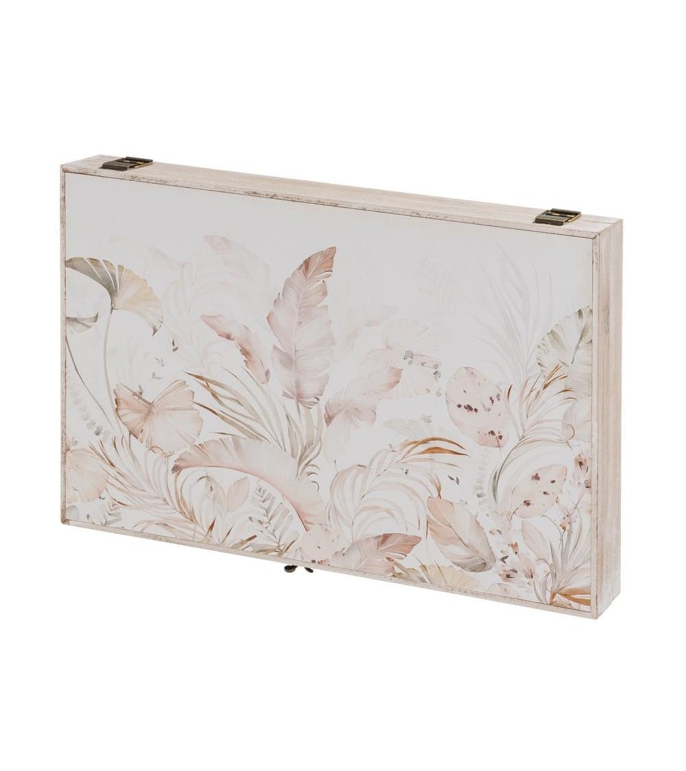 Dcasa Tapa contador de luz o cubrecontador electricos de madera hojas beige de 46x6x32 cm