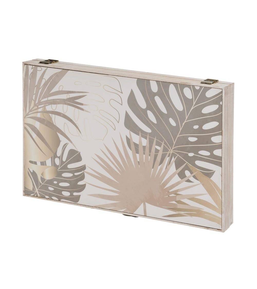 Dcasa Tapa contador de luz o cubrecontador electricos de madera hojas tropical de 46x6x32 cm