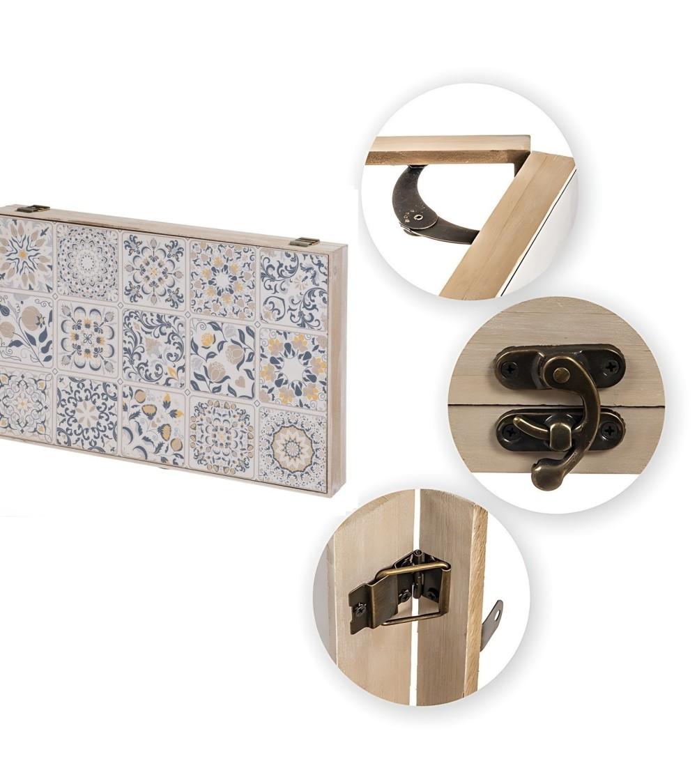 Dcasa Tapa Contador De Luz O Cubrecontador Electricos De Madera Moderno Azulejos Azules De 46x6x32 Cm