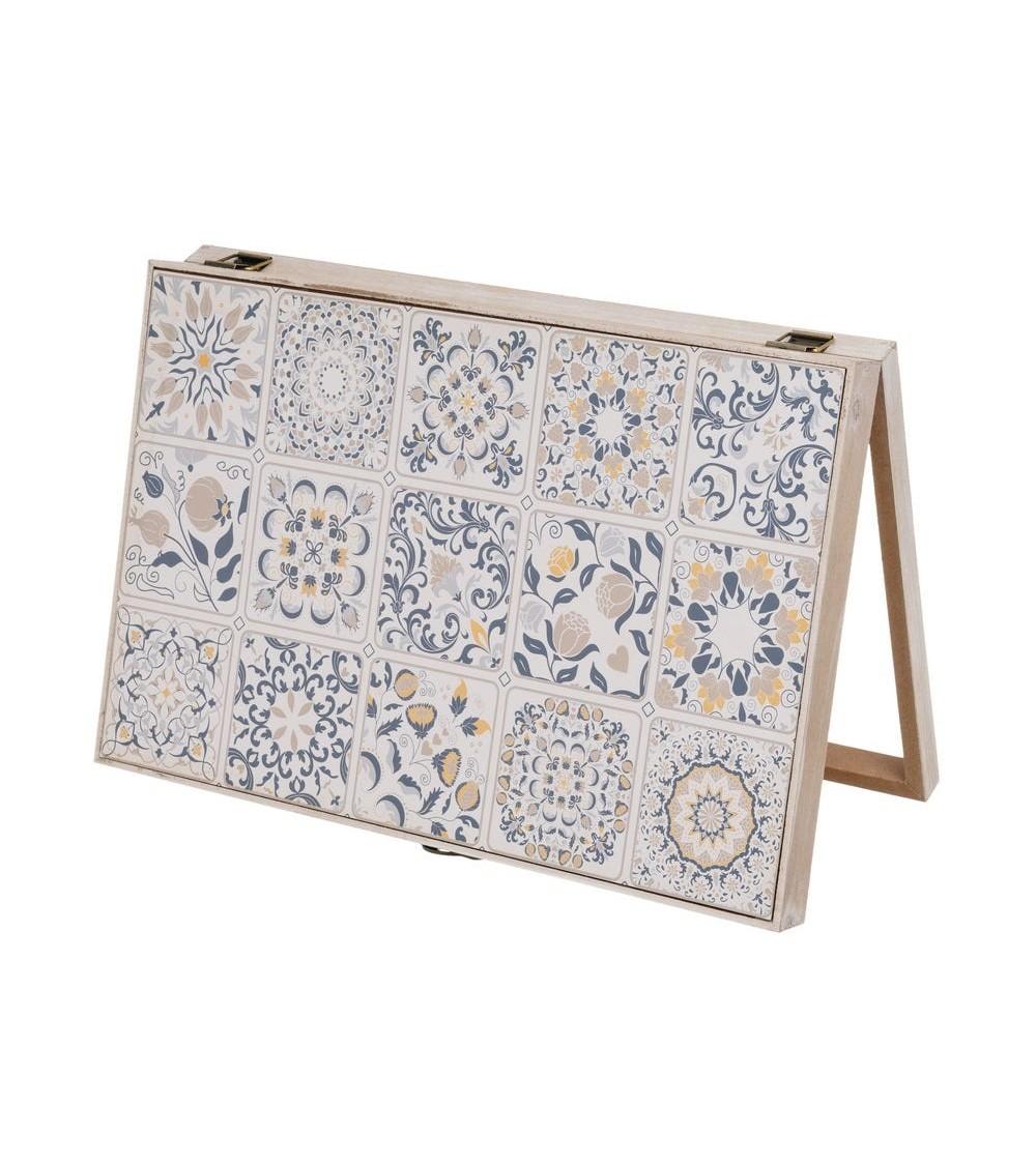 Dcasa Tapa Contador De Luz O Cubrecontador Electricos De Madera Moderno Azulejos Azules De 46x6x32 Cm