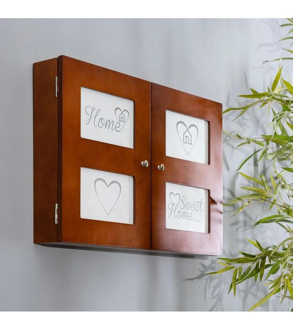 Dcasa Tapa Contador Luz O Cuadro Eléctrico De 2 Puertas Con Portafotos De Madera Marrón De 46x8x32 Cm