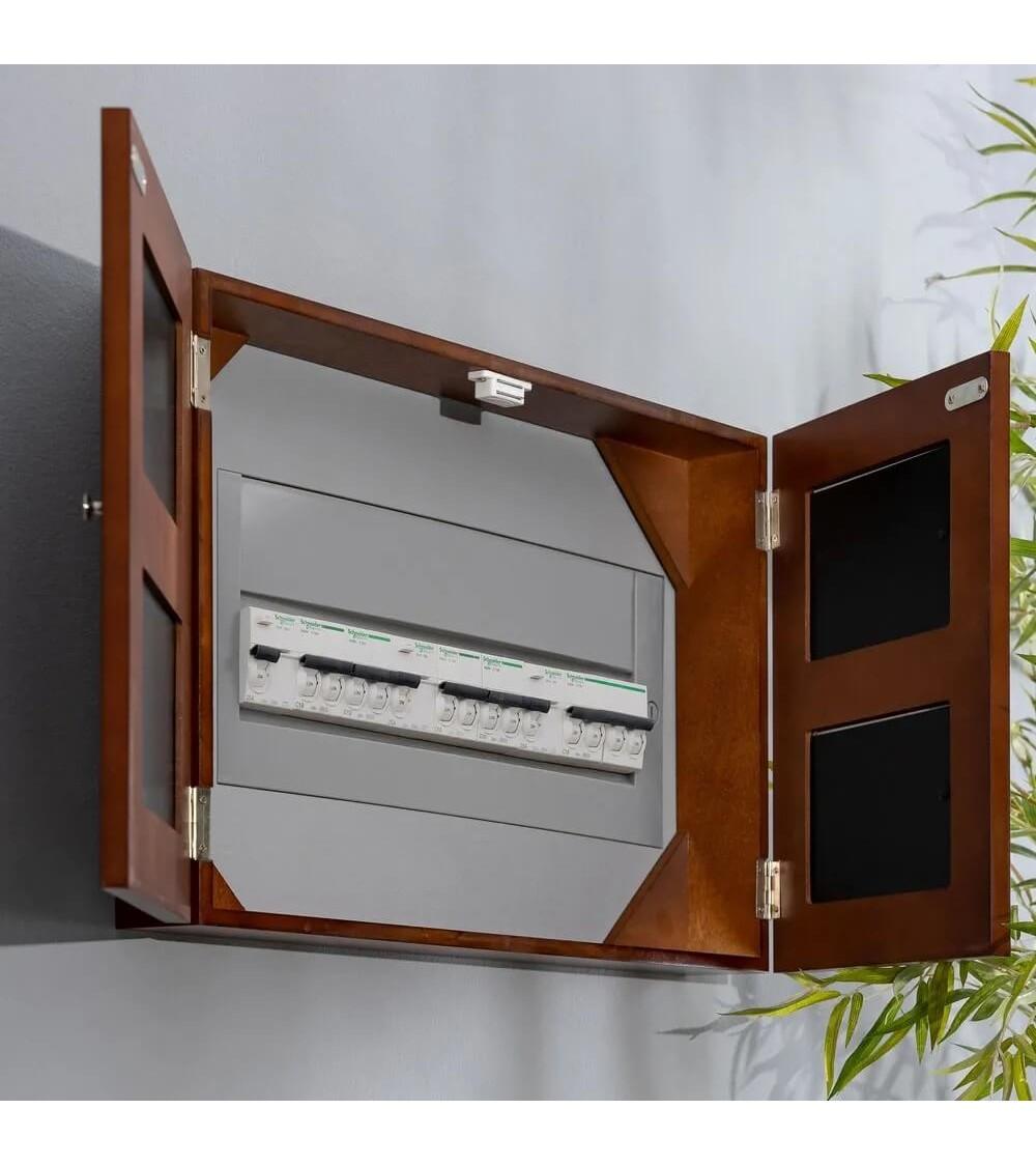 Dcasa Tapa Contador Luz O Cuadro Eléctrico De 2 Puertas Con Portafotos De Madera Marrón De 46x8x32 Cm