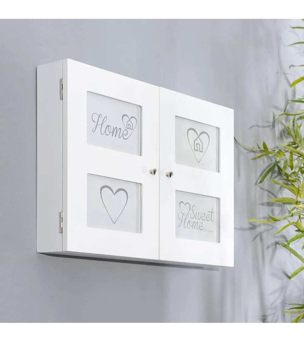 Dcasa Tapa Contador Luz O Cuadro Eléctrico De 2 Puertas Con Portafotos De Madera Blanca De 46x8x32 Cm