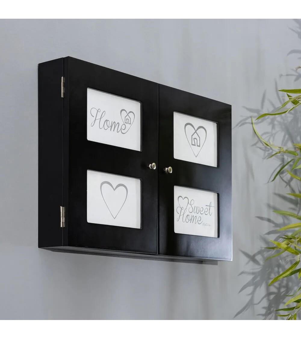 Dcasa Tapa Contador Luz O Cuadro Eléctrico De 2 Puertas Con Portafotos De Madera Negra De 46x8x32 Cm