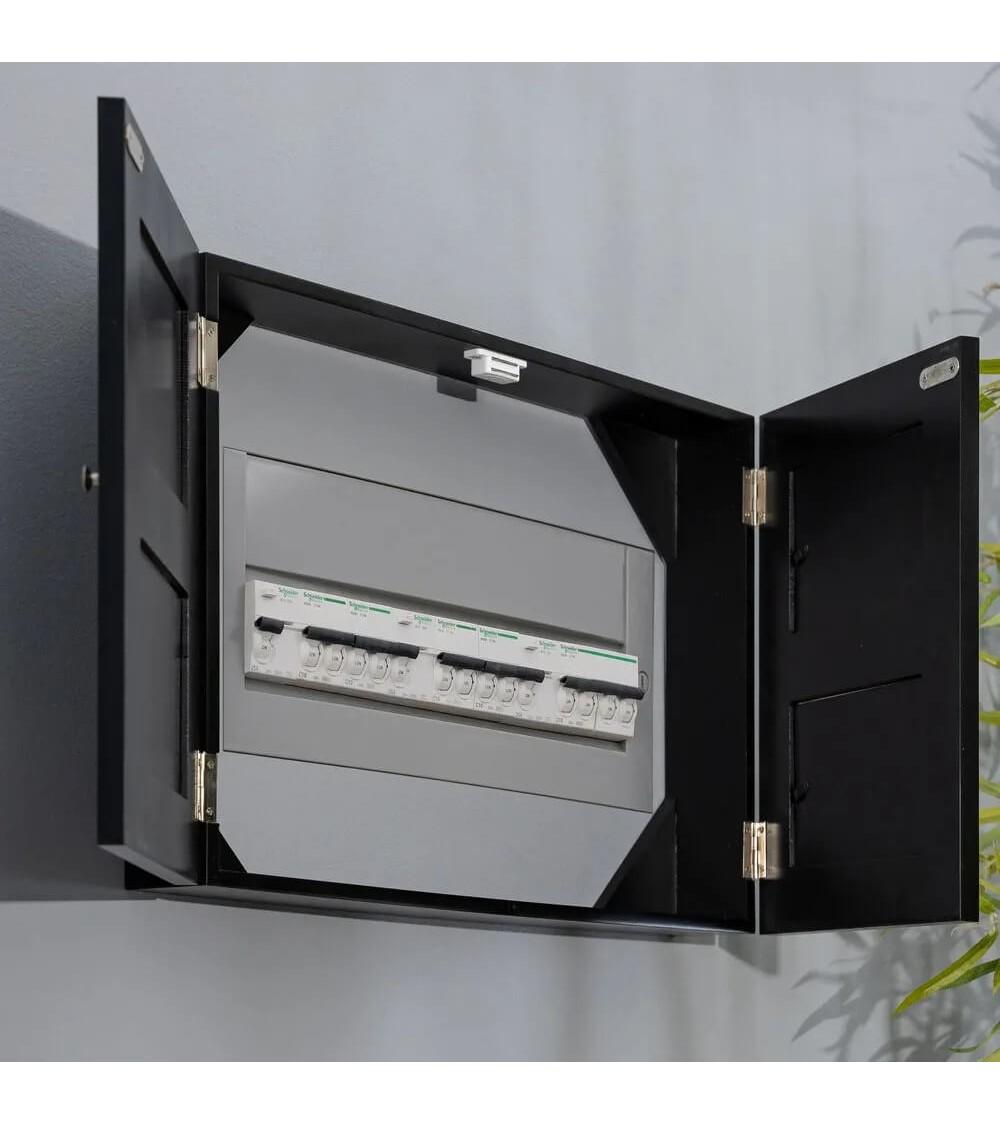 Dcasa Tapa Contador Luz O Cuadro Eléctrico De 2 Puertas Con Portafotos De Madera Negra De 46x8x32 Cm