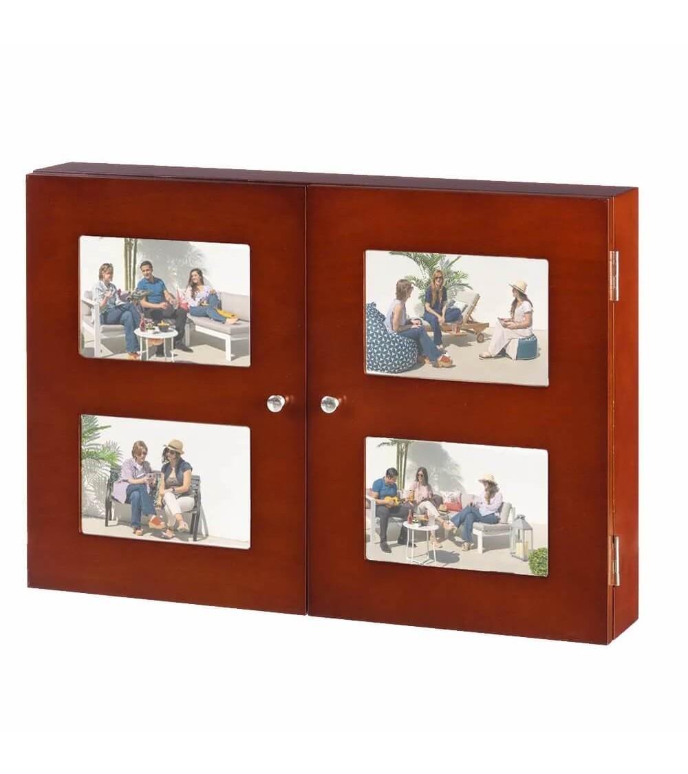 Dcasa Tapa contador luz o cuadro eléctrico de 2 puertas con portafotos de madera marrón de 46x8x32 cm