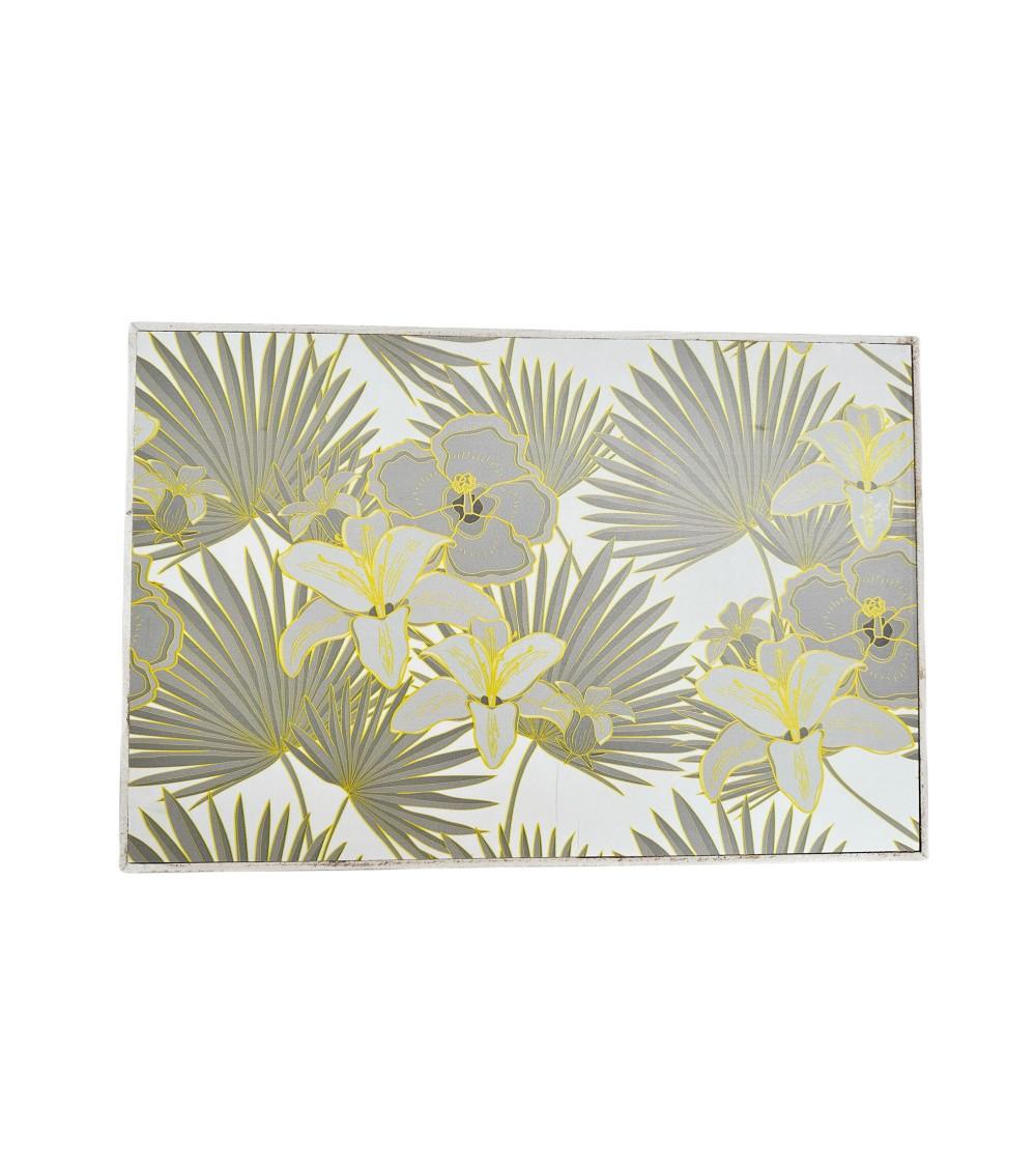 Dcasa Tapa contador luz o cuadro eléctrico de flores y hojas tropicales de madera MDF gris de 46x6x32 cm