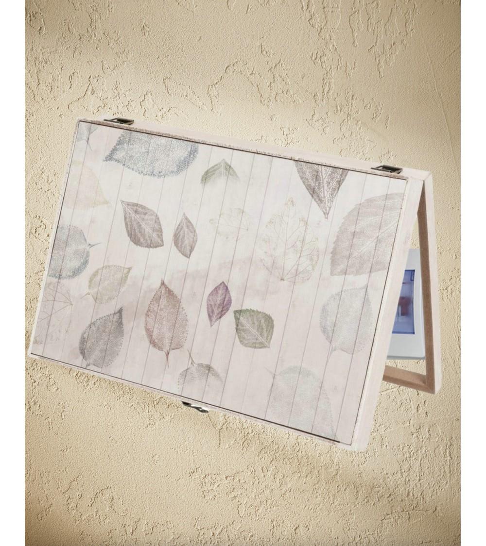 Dcasa Tapa Contador Luz O Cuadro Eléctrico De Hojas De Madera MDF Blanco Y Verde De 46x6x32 Cm