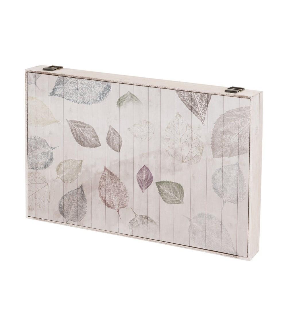 Dcasa Tapa contador luz o cuadro eléctrico de hojas de madera MDF blanco y verde de 46x6x32 cm