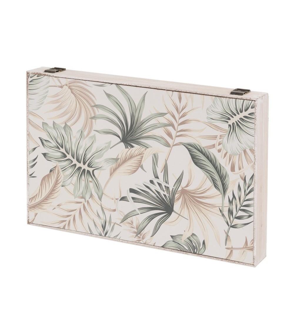 Dcasa Tapa contador luz o cuadro eléctrico de hojas tropical de madera beige y verde de 46x6x32 cm