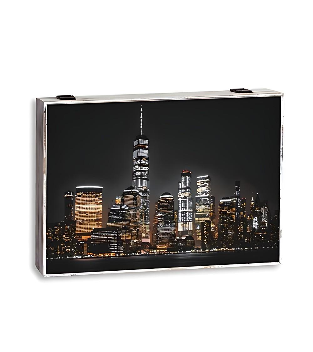 Dcasa Tapa contador luz o cuadro eléctrico de madera ciudad noche de 46x6x32 cm