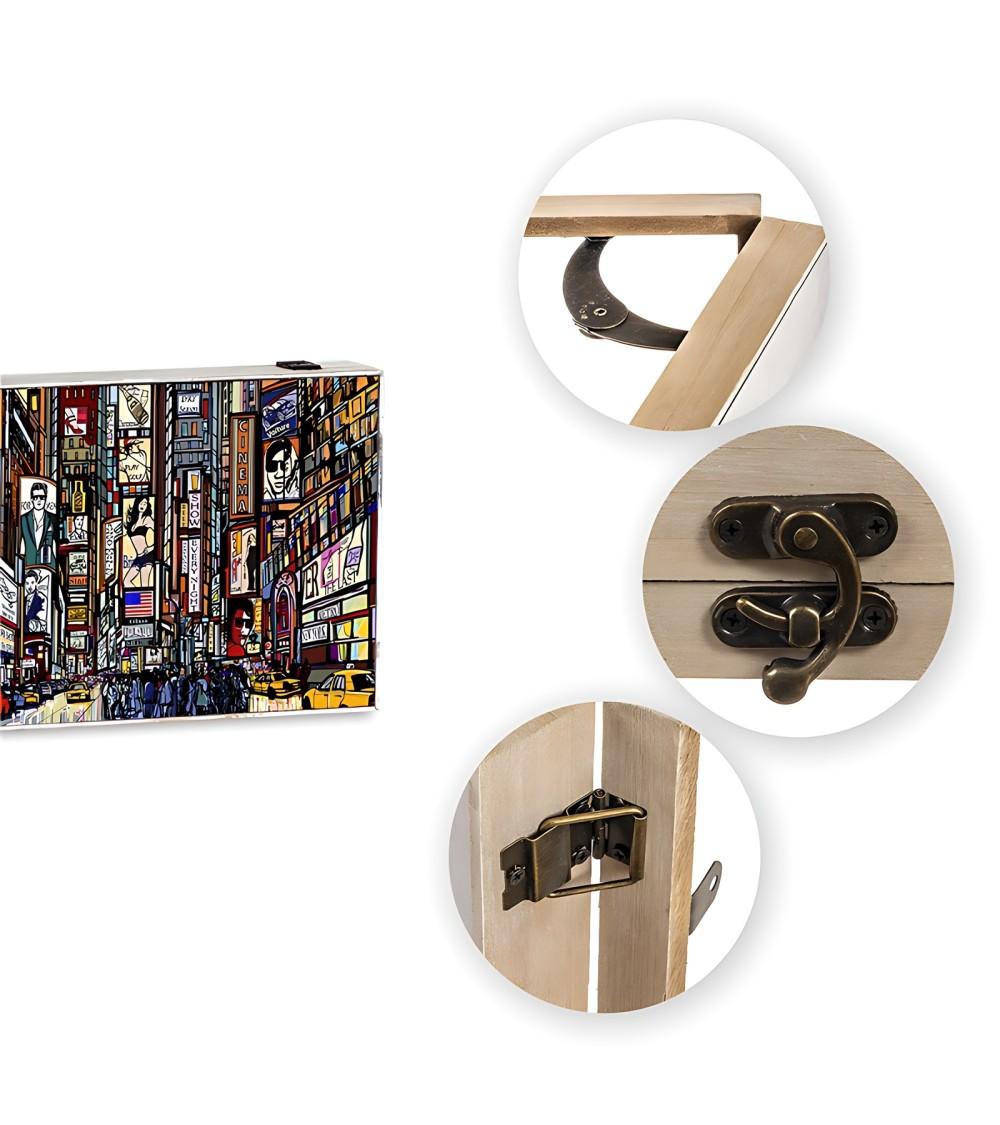 Dcasa Tapa Contador Luz O Cuadro Eléctrico De Madera Ciudad De 46x6x32 Cm