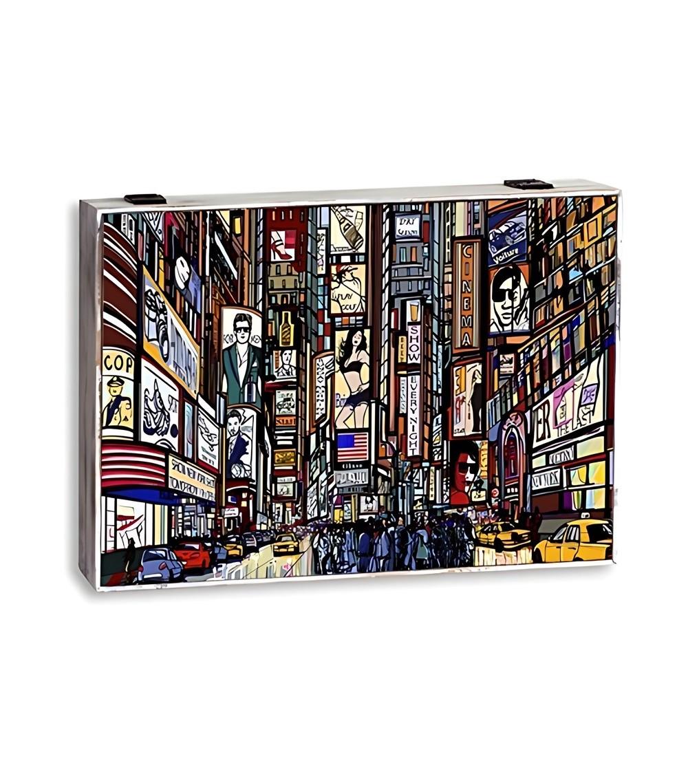 Dcasa Tapa contador luz o cuadro eléctrico de madera ciudad de 46x6x32 cm